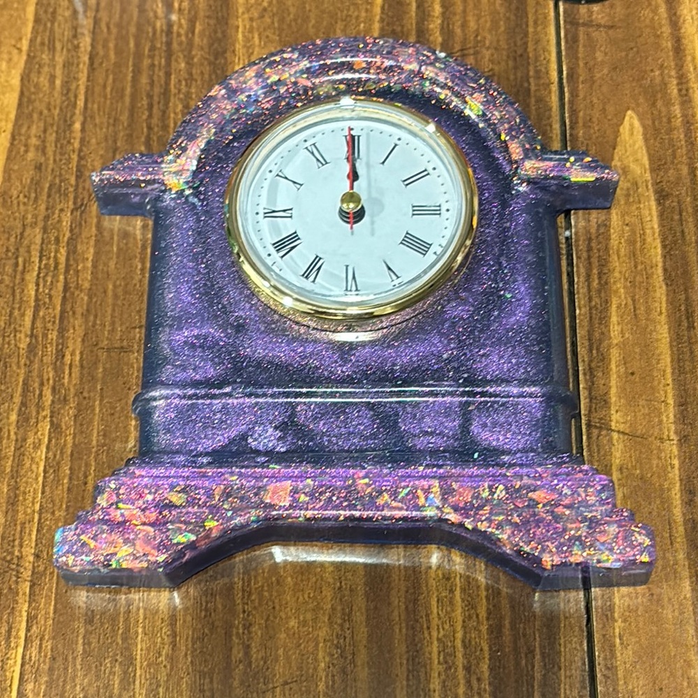 Purple party Glitter desk Clock